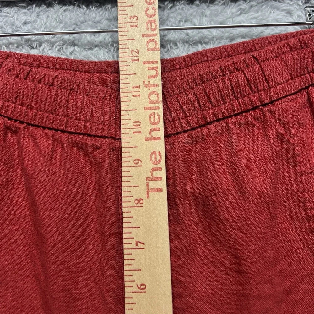 Old Navy Shorts Womens Large Red Linen Blend Pull On Hi Rise Beach Resort Casual